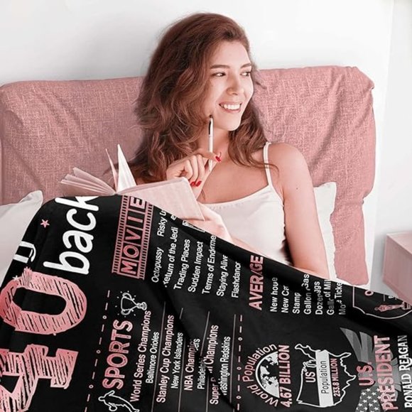 40th Birthday Throw Blanket Back Gift - Picture 4 of 5